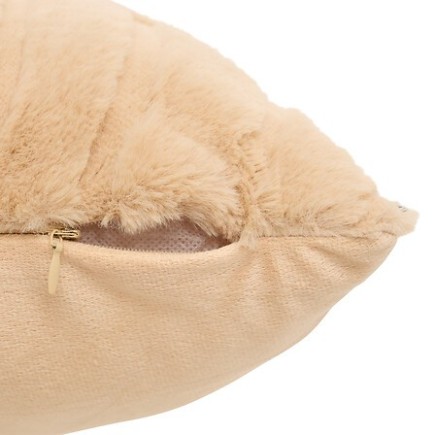 Coussin fourrure jacquard Arka 45x45cm beige lin