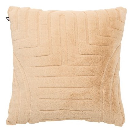 Coussin fourrure jacquard Arka 45x45cm beige lin