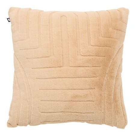 Coussin fourrure jacquard Arka 45x45cm beige lin
