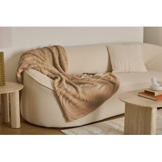 Plaid fourrure jacquard Arka 120x160cm beige lin