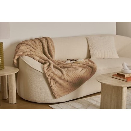 Plaid fourrure jacquard Arka 120x160cm beige lin