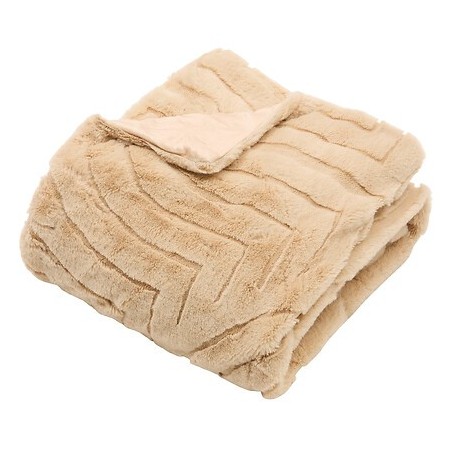 Plaid fourrure jacquard Arka 120x160cm beige lin
