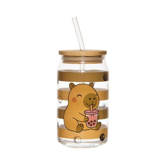 CANETTE EN VERRE AVEC PAILLE CAPYBARA 45CL