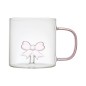 MUG VERRE ANSE COLORE AVEC UN COEUR/NOEUD/BOUCHE 30CL