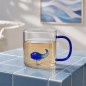 MUG VERRE ANSE COLORE FIGURINE ANIMAUX 30CL
