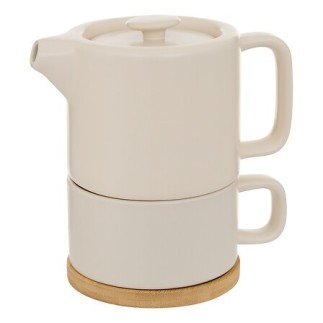 Théière solitaire Nature céramique crème