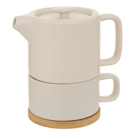Théière solitaire Nature céramique crème