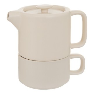 Théière solitaire Nature céramique crème