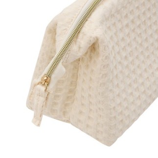 Trousse Waffle coton beige