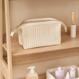 Trousse Waffle coton beige