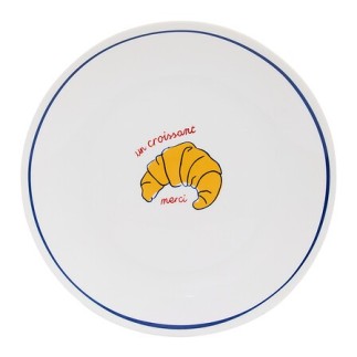 Une jolie assiette à dessert "Le croissant merci" de 19cm en porcelaine !