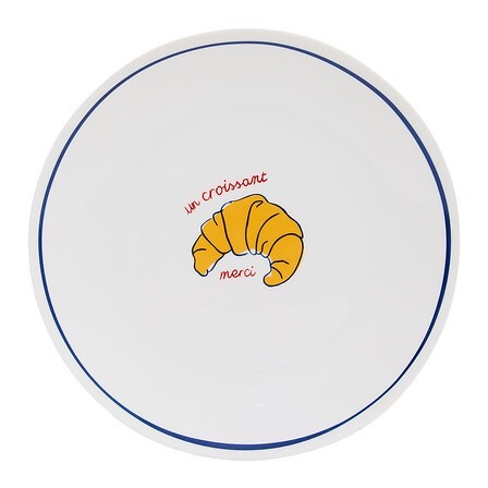 Une jolie assiette à dessert "Le croissant merci" de 19cm en porcelaine !