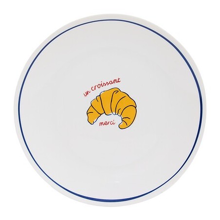 Une jolie assiette à dessert "Le croissant merci" de 19cm en porcelaine !