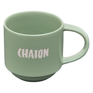Coffret Mug et chaussettes Chaton 38cl vert