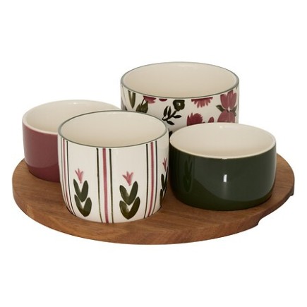 Set apéritif Mona 5 pièces plateau acacia