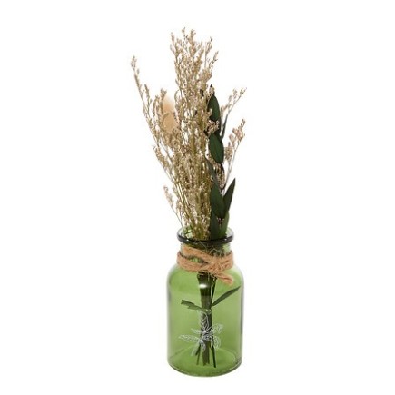 Coffret bougie LED Kaitlin plateau bois vert
