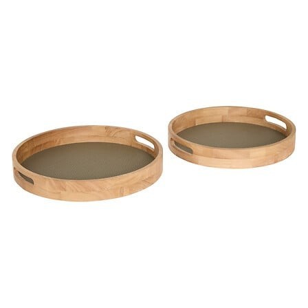 Lot de 2 plateaux ronds Bonie PU kaki