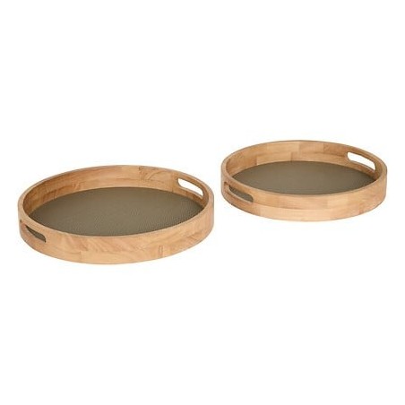 Lot de 2 plateaux ronds Bonie PU kaki