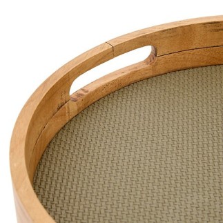 Lot de 2 plateaux ronds Bonie PU kaki
