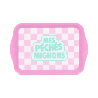 PLATEAU PLASTIQUE LUDIQUE 21X14CM MES PECHES MIGNONS