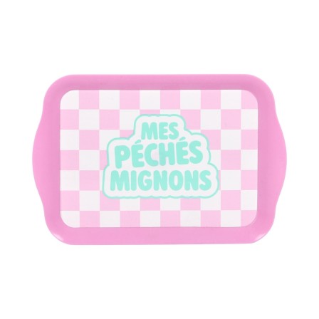 PLATEAU PLASTIQUE LUDIQUE 21X14CM MES PECHES MIGNONS