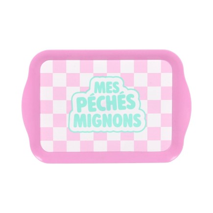 PLATEAU PLASTIQUE LUDIQUE 21X14CM MES PECHES MIGNONS