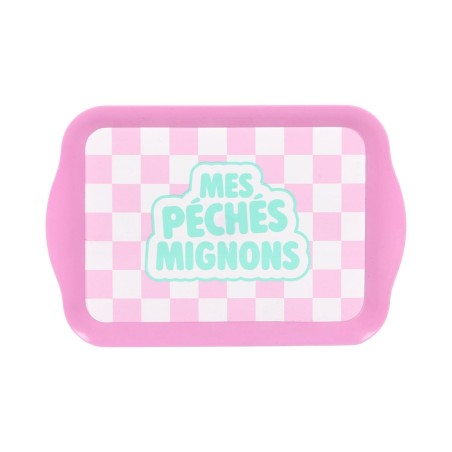 PLATEAU PLASTIQUE LUDIQUE 21X14CM MES PECHES MIGNONS