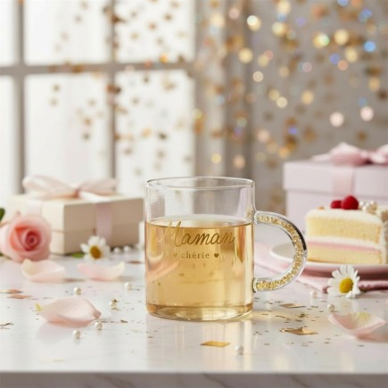 MUG POIGNEE AVEC PAILLETTES 35CL MAMAN CHERIE