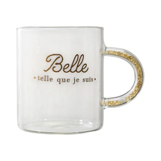 MUG POIGNEE AVEC PAILLETTES 35CL BELLE TELLE QUE JE SUIS