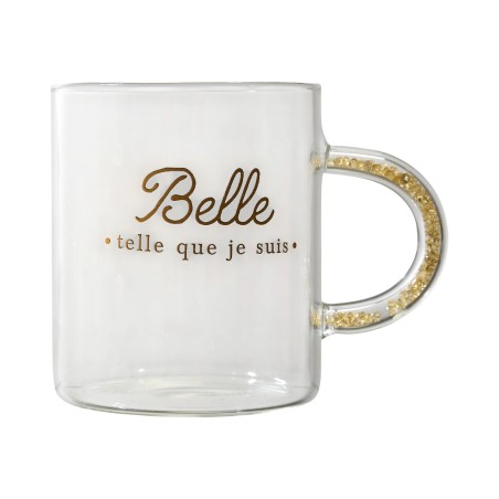 MUG POIGNEE AVEC PAILLETTES 35CL BELLE TELLE QUE JE SUIS