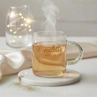 MUG POIGNEE AVEC PAILLETTES 35CL PIPELETTE DE MERE EN FILLE