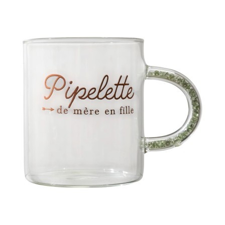 MUG POIGNEE AVEC PAILLETTES 35CL PIPELETTE DE MERE EN FILLE