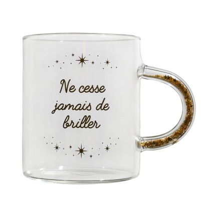 MUG POIGNEE AVEC FORMES 35CL NE CESSE JAMAIS DE BRILLER