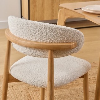 Chaise Sari bouclette pieds bois naturel