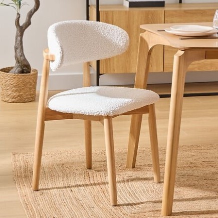 Chaise Sari bouclette pieds bois naturel