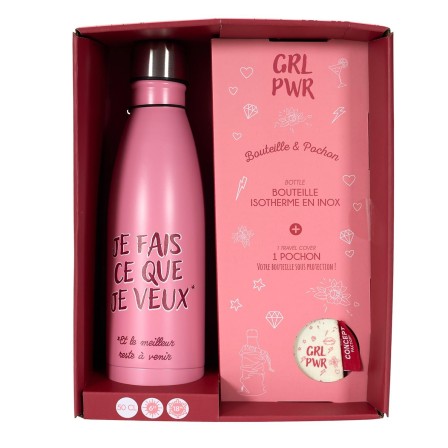 COFFRET BOUTEILLE ISOTHERME JE FAIS CE QUE JE VEUX