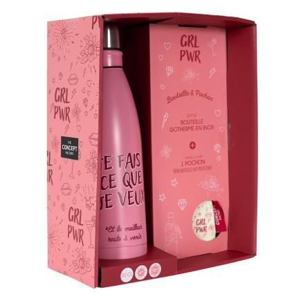 COFFRET BOUTEILLE ISOTHERME JE FAIS CE QUE JE VEUX