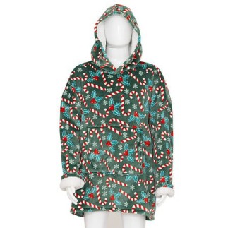 Plaid sweat adulte décor houx (plaid à manches pas cher)