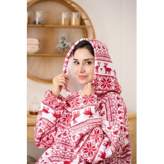 Plaid sweat adulte décor Noël scandinave (plaid à manches pas cher)