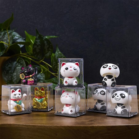 FIGURINE SOLAIRE EN BOITE CHAT PANDA