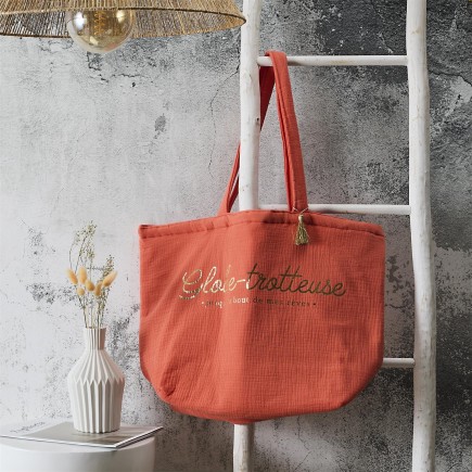 TOTE BAG GAZE DE COTON GLOBE TROTTEUSE