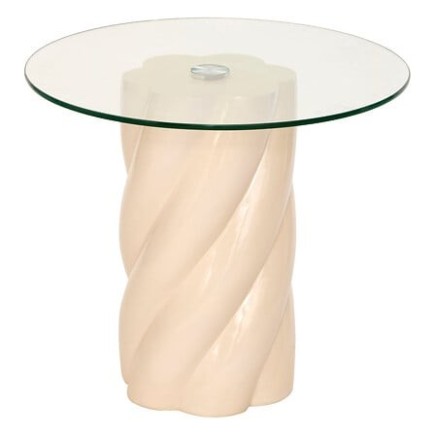 TABLE CAFE RONDE TORSIE IVOIRE