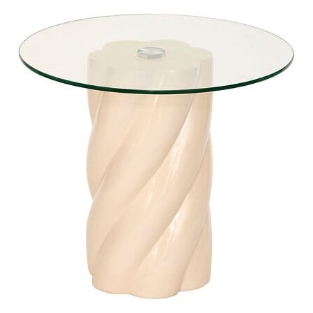 TABLE CAFE RONDE TORSIE IVOIRE