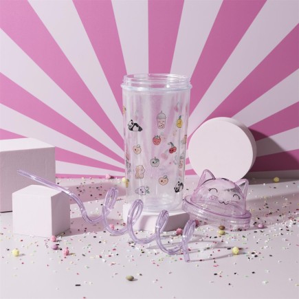 VERRE DE TRANSPORT CHAT KAWAII VIOLET