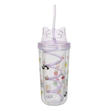 VERRE DE TRANSPORT CHAT KAWAII VIOLET