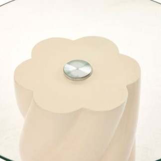 TABLE CAFE RONDE TORSIE IVOIRE