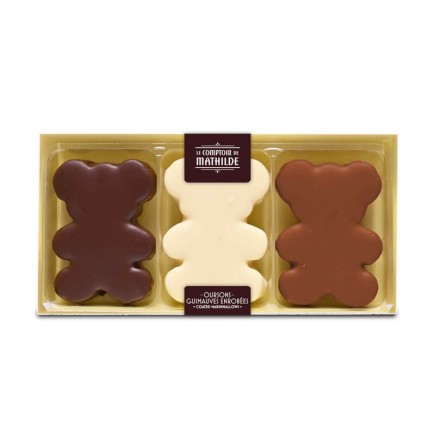 Coffret 3 Oursons Guimauves 3 Chocolats - 90g