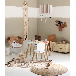 Coffre à roulettes chien beige