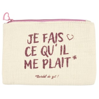 POCHETTE GAZE DE COTON GIRL POWER BLANC