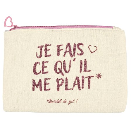 POCHETTE GAZE DE COTON GIRL POWER BLANC